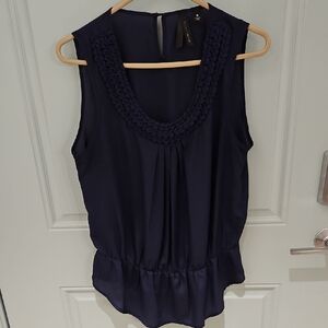 Willi Smith Navy Sleeveless Blouse